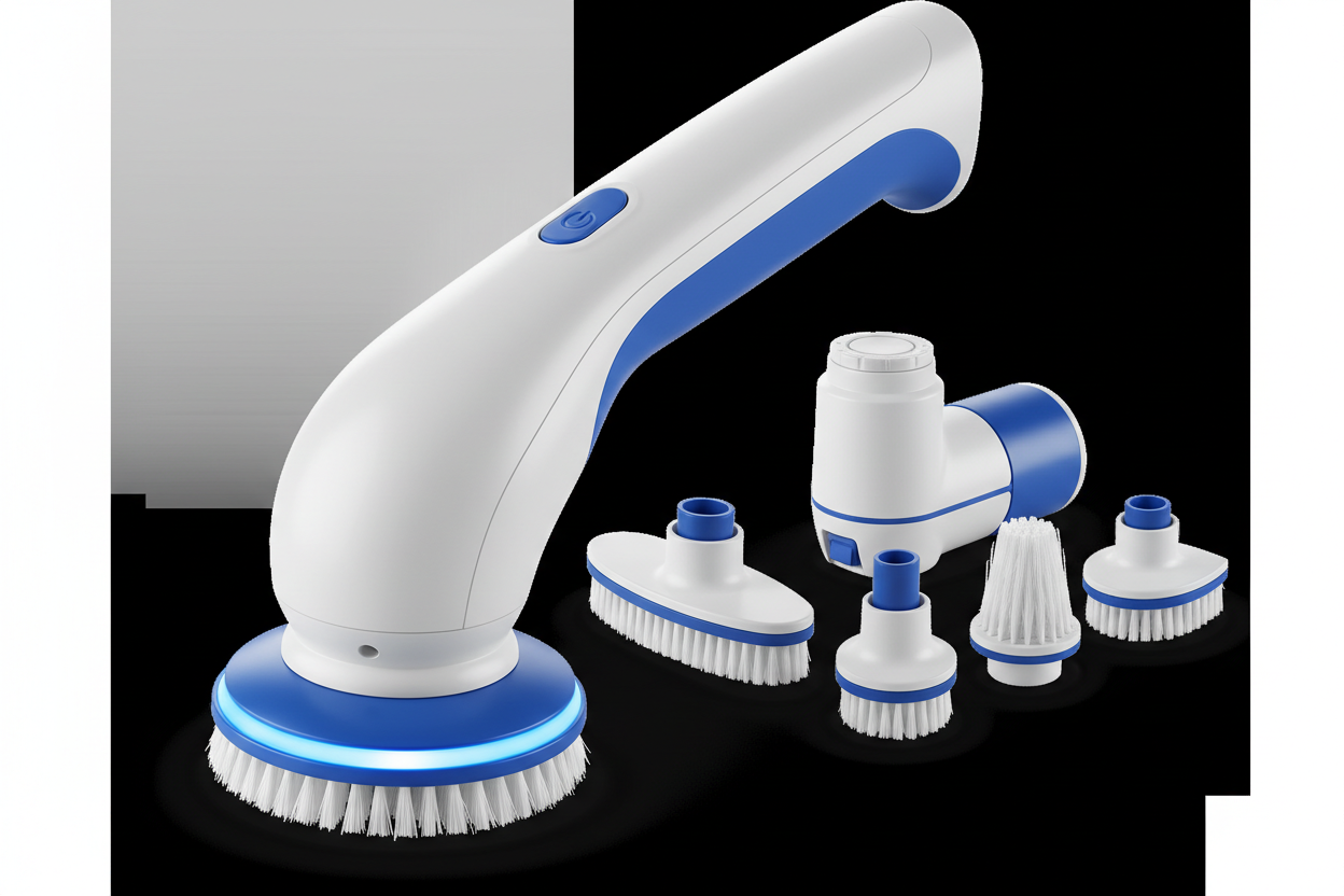 Cordless electric spin scrubber